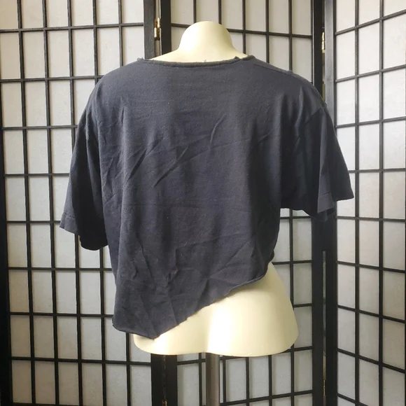 Vintage Santa Fe Speedway Custom Cropped Black Midriff T-shirt / Green on Black - Picture 5 of 15